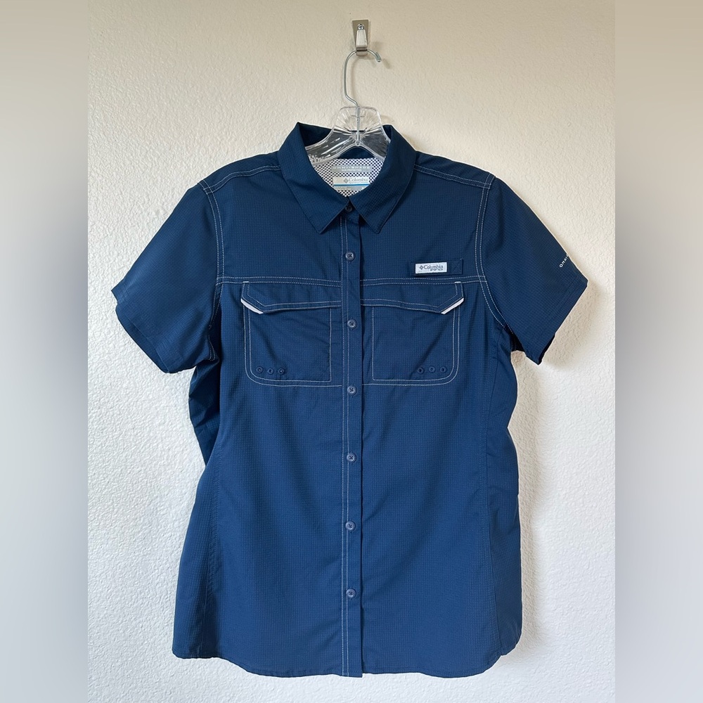 Columbia PFG Low Drag Offshore Short Sleeve Fishing Shirt - Navy - Women’s M